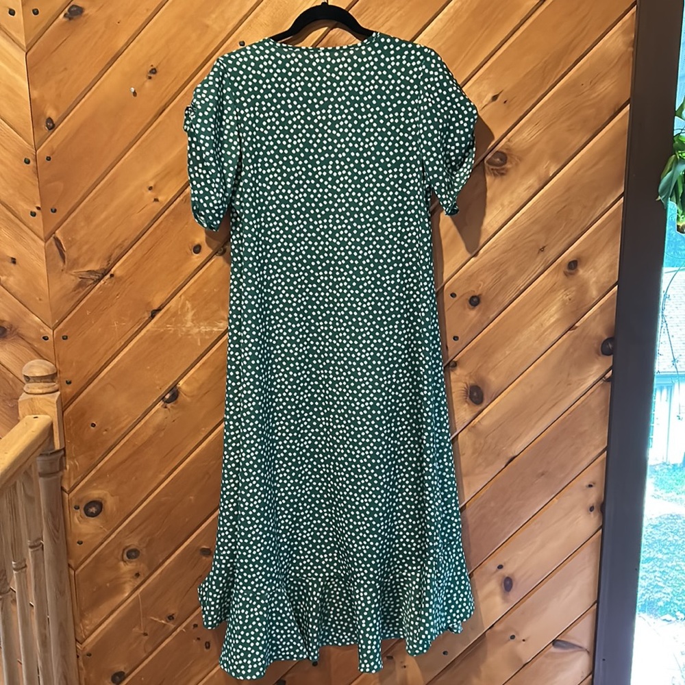 Green white dot Bohemia ruffle wrap maxi dress - Picture 8 of 9